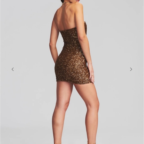 Retrofête Heather Sequin Dress in Amber Brown (Small) - Picture 3 of 6
